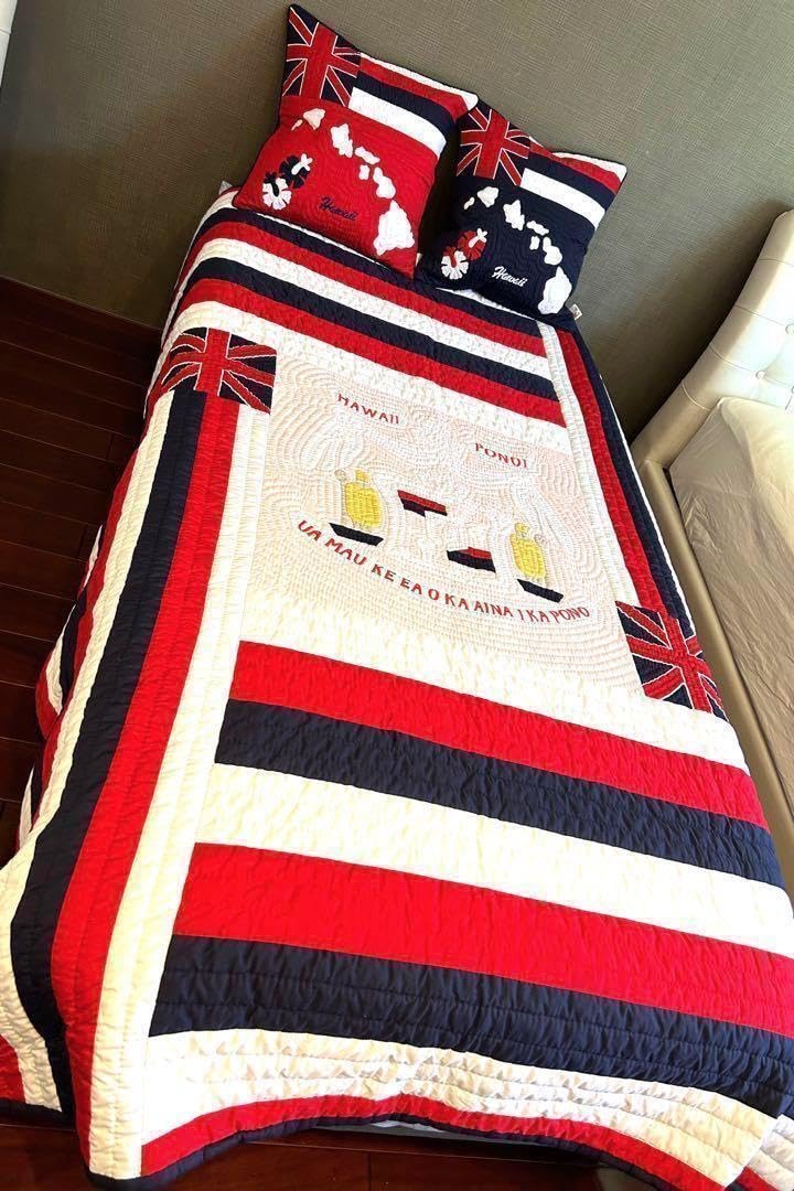 [正規品] ベッドカバー♡シングル/セミシングル♡ハワイアンフラッグ♡赤紺 Amazon.co.jp: 高級ベッドカバーシングル／セミシングル